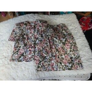 Stuart Alan 2 Piece Dress 12P Pink Floral Suit Pettle Hem Vintage 80s